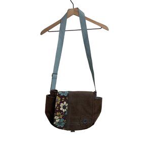 Haiku Brown and Blue Floral Crossbody Bag